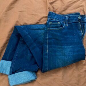 Old Navy Power Slim Straight Mid Rise Medium Dark Jeans 4 Tall EUC